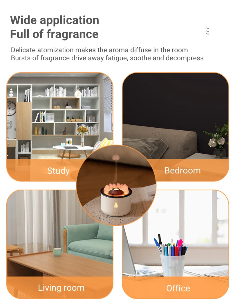 Luftbefeuchter Elektrischer Aroma-Diffusor für ätherische Öle mit Flammenlampe