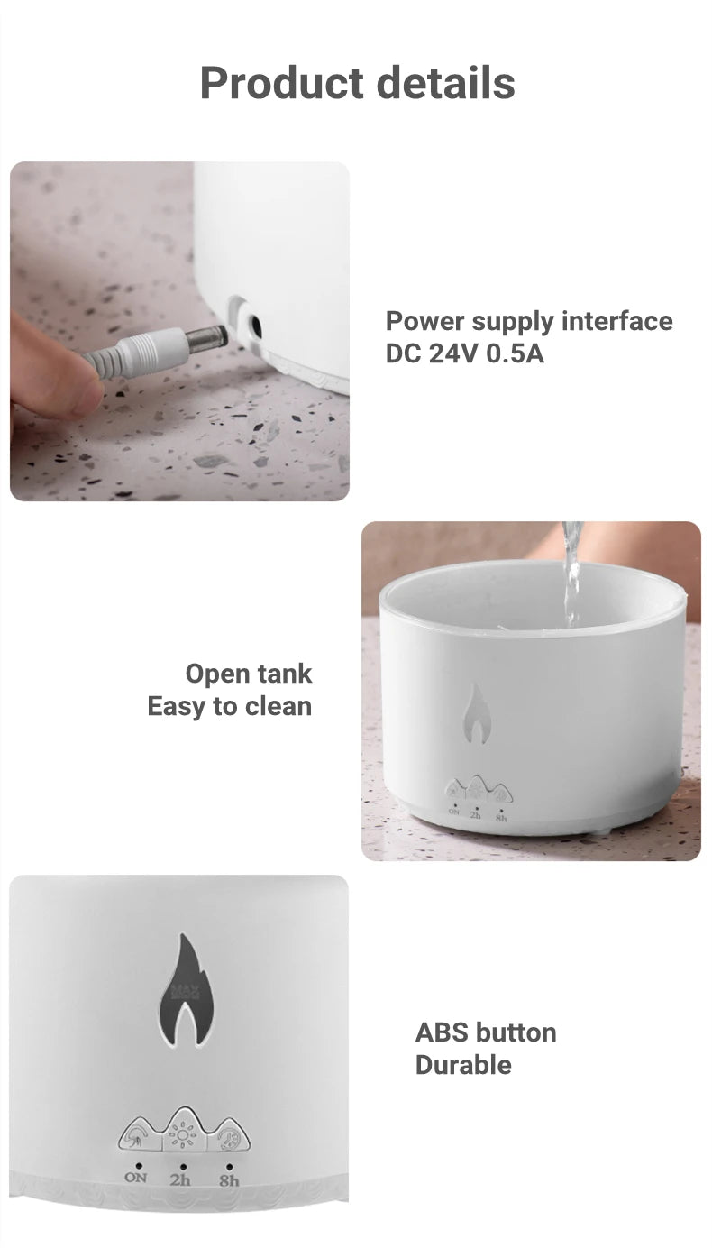 Luftbefeuchter Elektrischer Aroma-Diffusor für ätherische Öle mit Flammenlampe