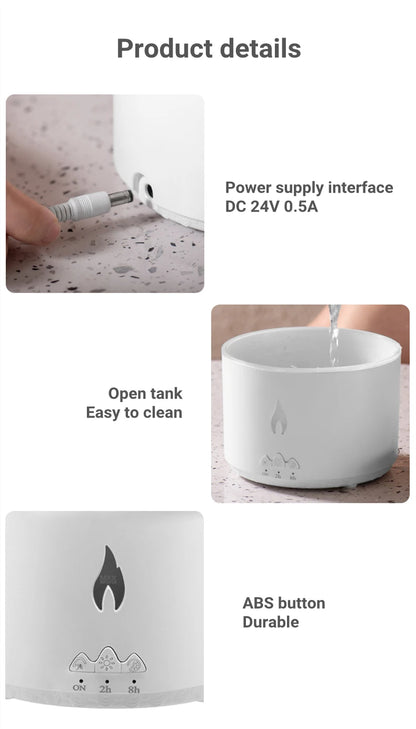 Luftbefeuchter Elektrischer Aroma-Diffusor für ätherische Öle mit Flammenlampe